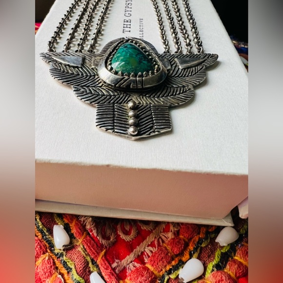 SOLD Spell And The Gypsy Dark Side of the Moon  Necklace Turquoise Stone Silver - Picture 5 of 11